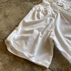 画像6: OLD POINT LACE EMBROIDERY S/S BLOUSE / Ladies L (6)