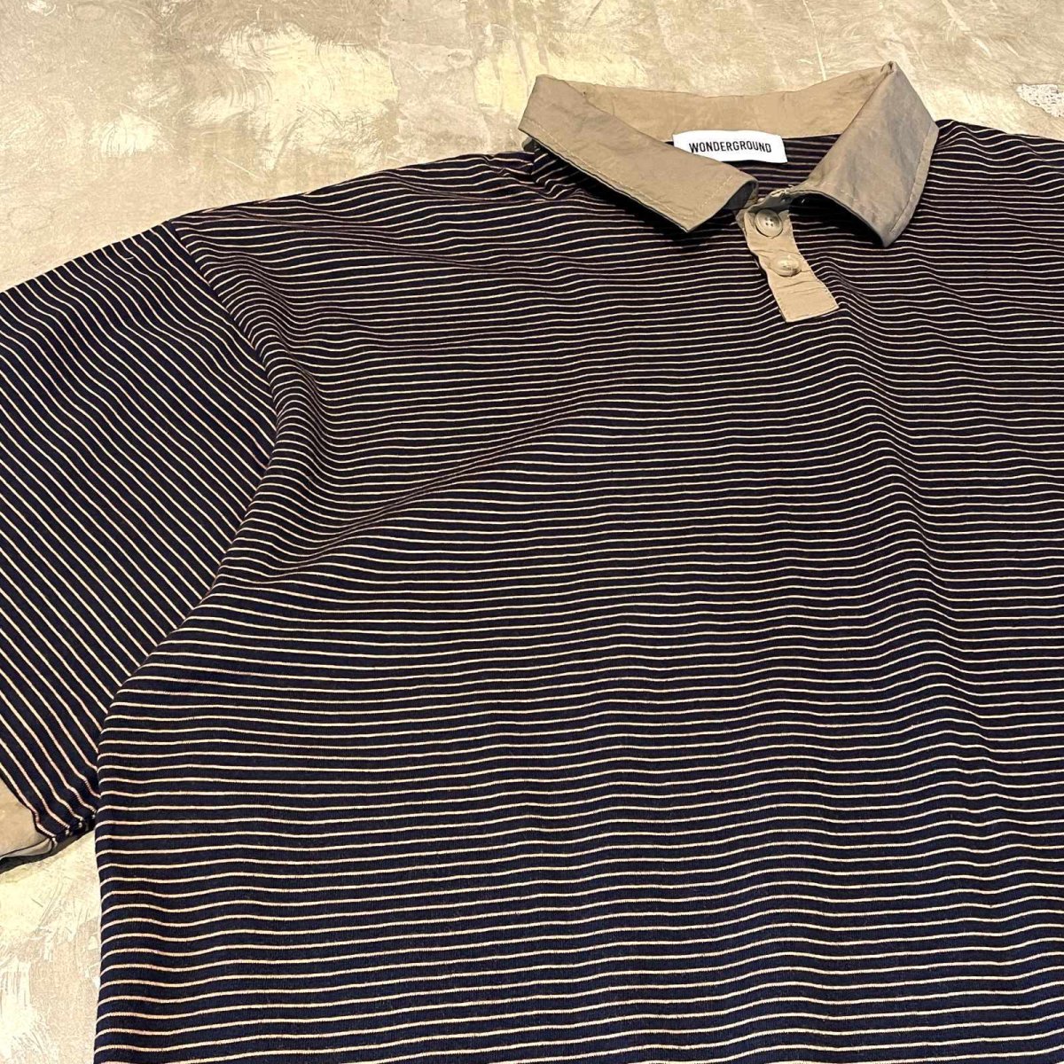 画像5: 【WONDERGROUND】BORDER PATTERN HALF BUTTON DRAW CODE S/S SHIRT / OS (5)