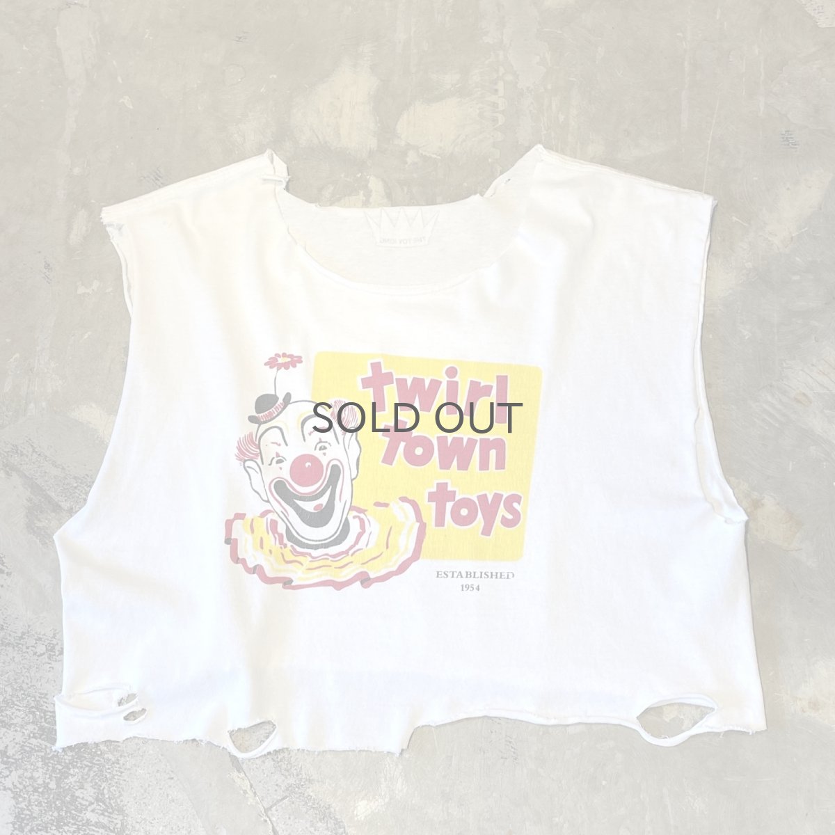 画像1: FRONT CLOWN PRINTED CRASH DAMAGE N/S TEE / Mens L (1)