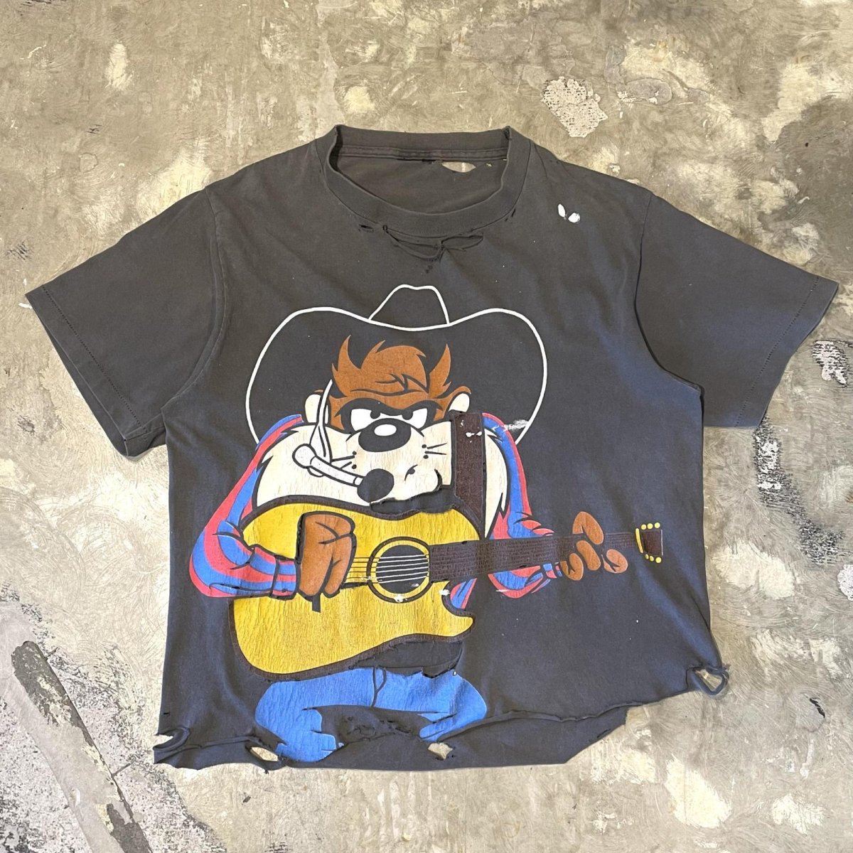 画像1: OLD "TAZMANIAN DEVIL" BOTH SIDE PRINTED CRASH DAMAGE S/S TEE / Mens M (1)