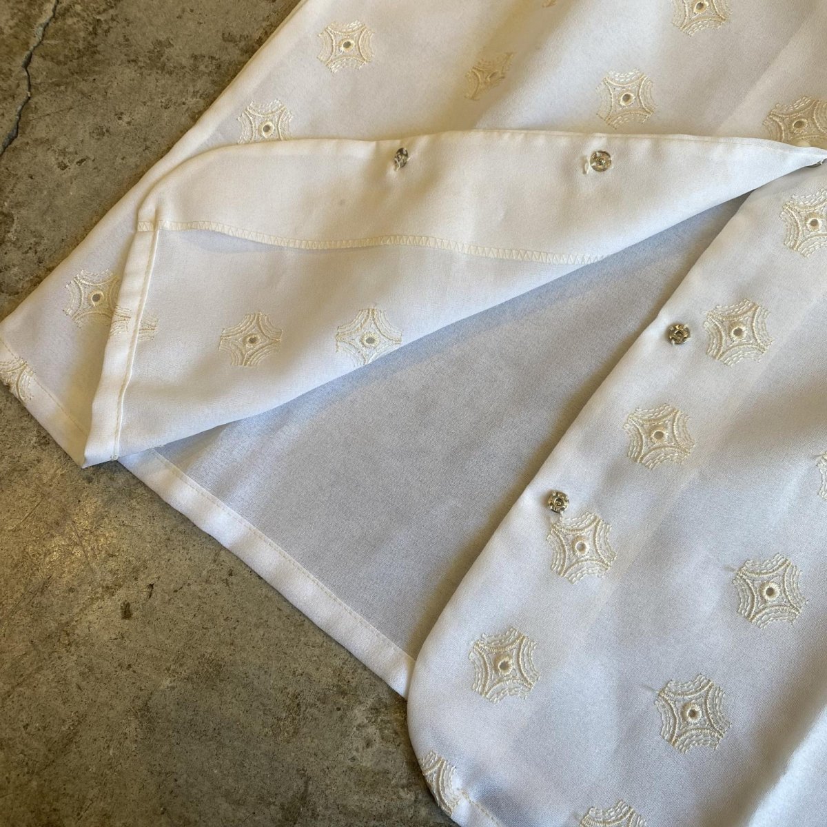 画像7: DESIGN EMBROIDERY PATTERN SHEER S/S SHIRT / Ladies M (7)