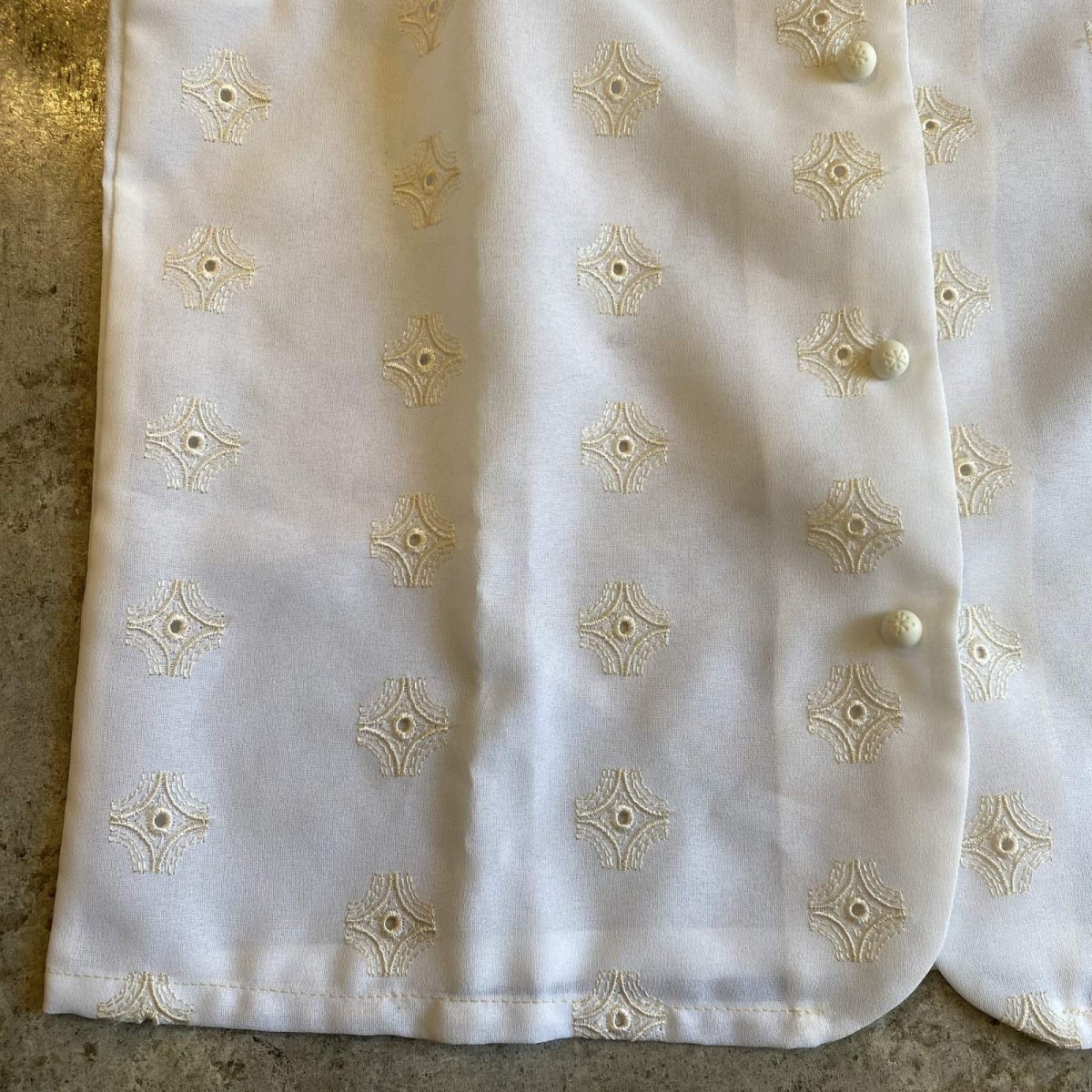 画像5: DESIGN EMBROIDERY PATTERN SHEER S/S SHIRT / Ladies M (5)