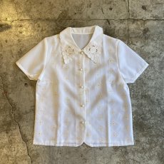 画像1: DESIGN EMBROIDERY PATTERN SHEER S/S SHIRT / Ladies M (1)