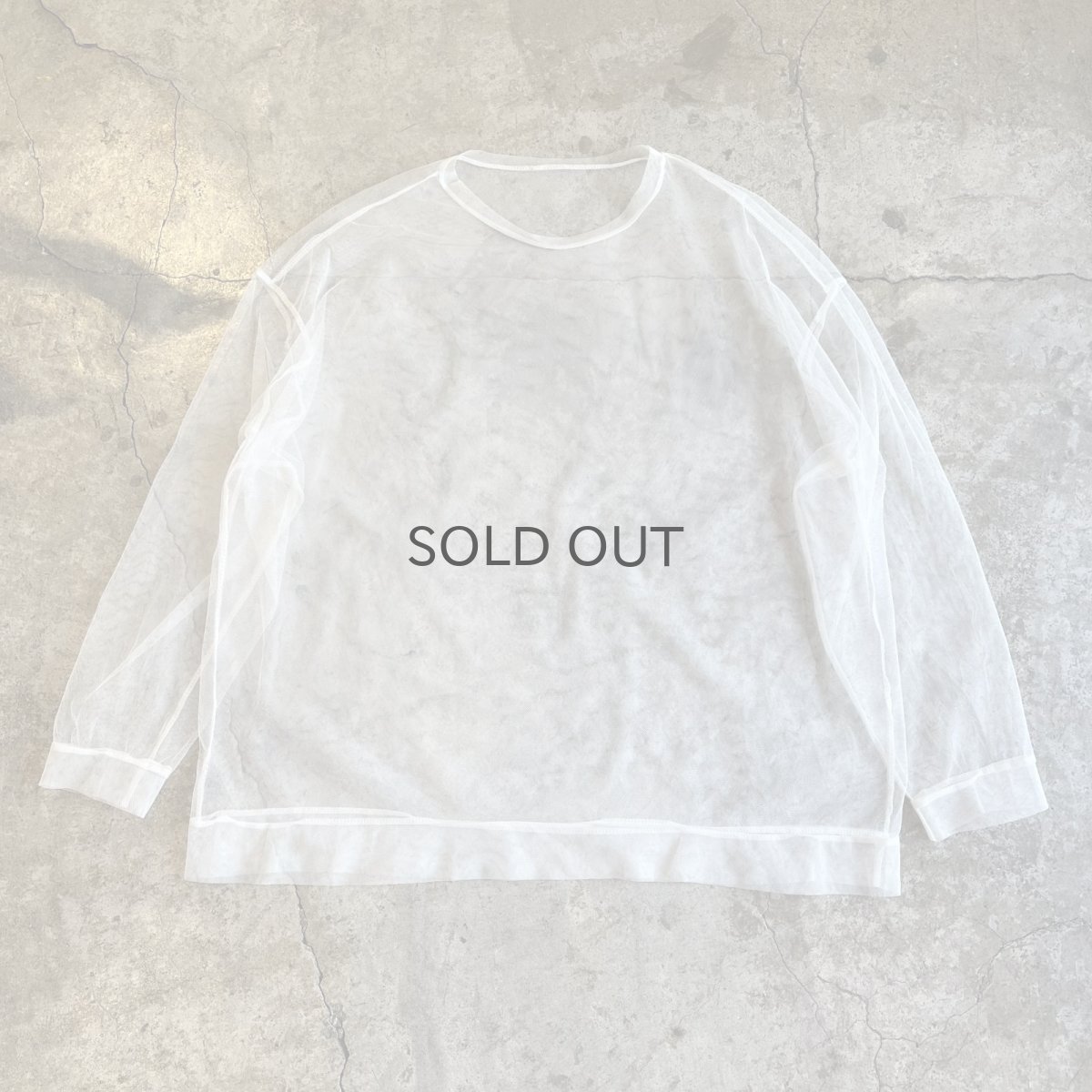 画像1: WHITE COLOR OVER DESIGN TULLE SHEER L/S TOPS / Ladies L (1)