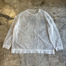 画像1: WHITE COLOR OVER DESIGN TULLE SHEER L/S TOPS / Ladies L (1)