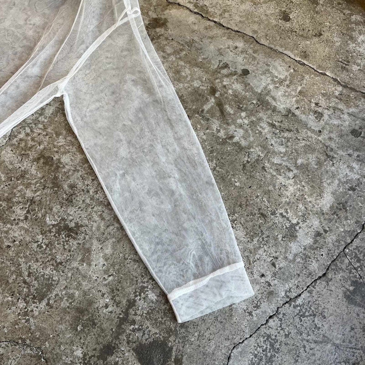 画像7: WHITE COLOR OVER DESIGN TULLE SHEER L/S TOPS / Ladies L (7)