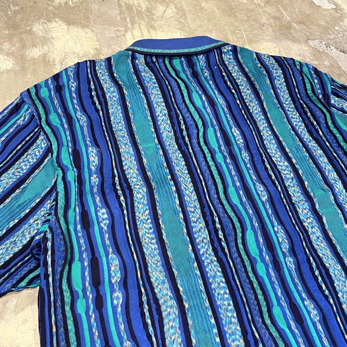 画像9: ALL OVER 3D STRIPE PATTERN S/S POLO SHIRT / Mens L (9)