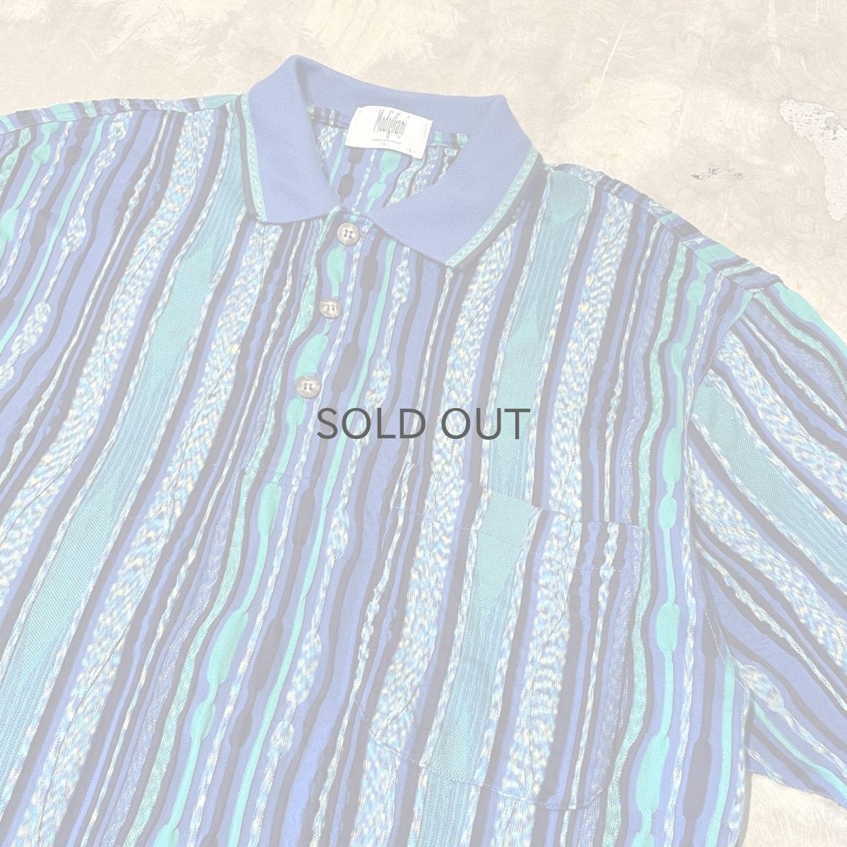画像4: ALL OVER 3D STRIPE PATTERN S/S POLO SHIRT / Mens L (4)