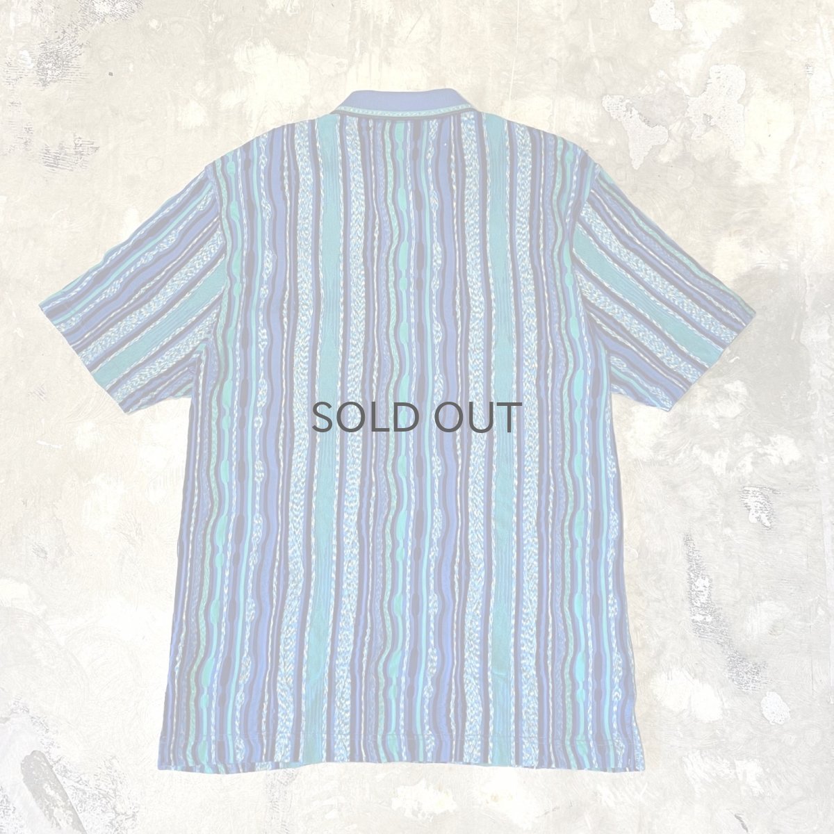 画像2: ALL OVER 3D STRIPE PATTERN S/S POLO SHIRT / Mens L (2)