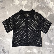 画像2: BLACK COLOR MESH SHORT LENGTH S/S SHIRT / Mens L (2)