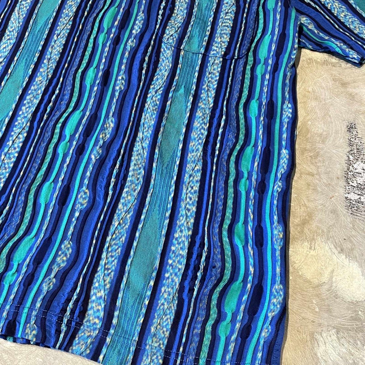 画像6: ALL OVER 3D STRIPE PATTERN S/S POLO SHIRT / Mens L (6)