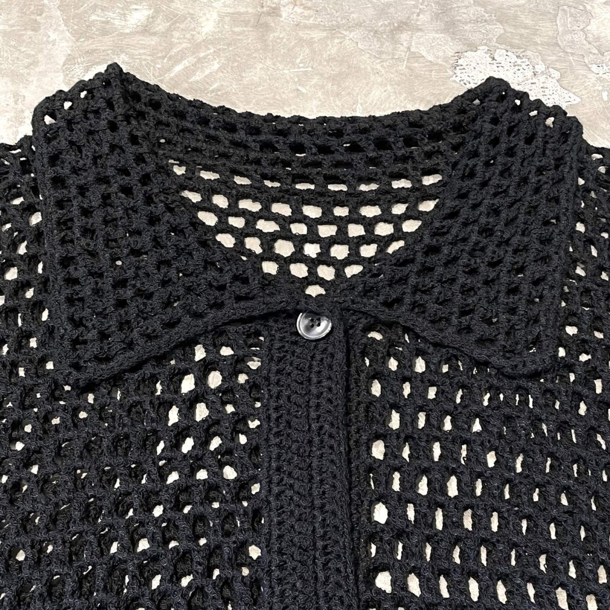 画像10: BLACK COLOR MESH SHORT LENGTH S/S SHIRT / Mens L (10)