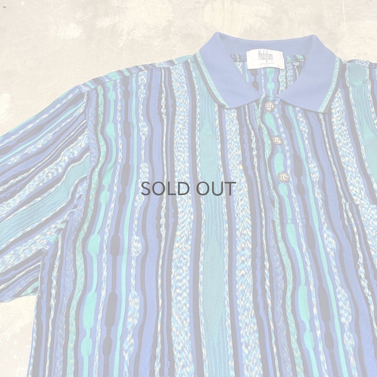 画像3: ALL OVER 3D STRIPE PATTERN S/S POLO SHIRT / Mens L (3)