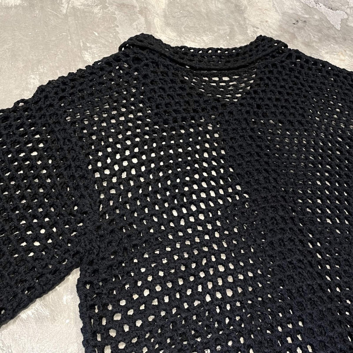 画像9: BLACK COLOR MESH SHORT LENGTH S/S SHIRT / Mens L (9)