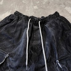 画像9: 【WONDERGROUND】BIG CARGO POCKET WIDE DENIM DARGO PANTS / BLACK / OS (9)