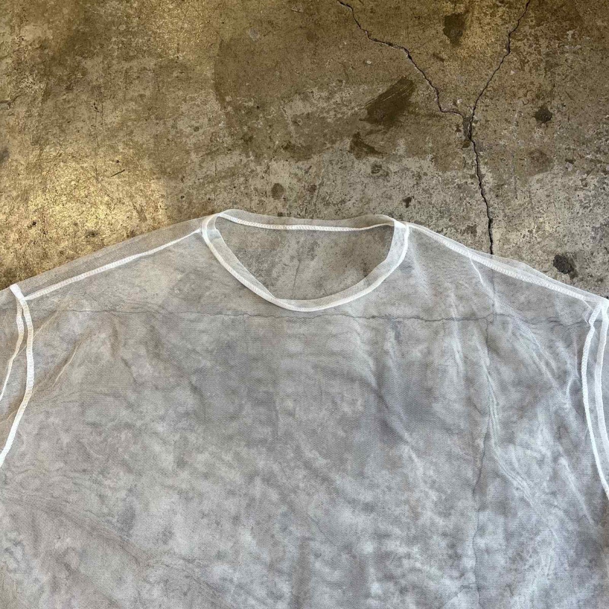 画像8: WHITE COLOR OVER DESIGN TULLE SHEER L/S TOPS / Ladies L (8)