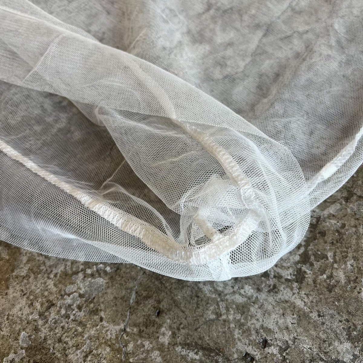 画像5: WHITE COLOR OVER DESIGN TULLE SHEER L/S TOPS / Ladies L (5)