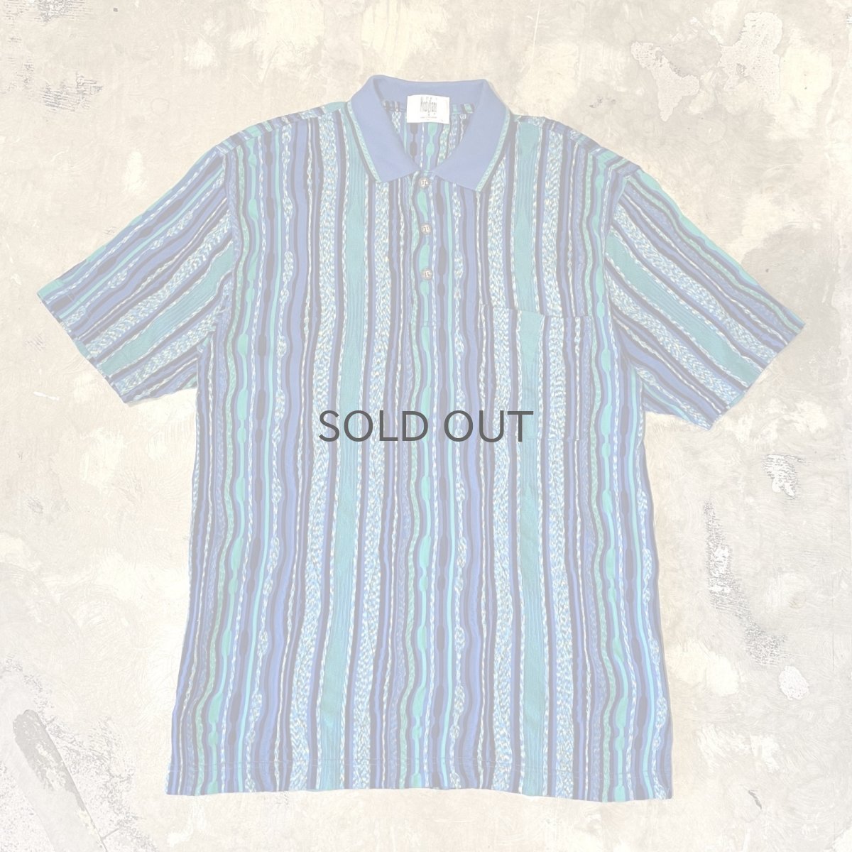 画像1: ALL OVER 3D STRIPE PATTERN S/S POLO SHIRT / Mens L (1)