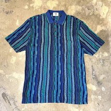 画像1: ALL OVER 3D STRIPE PATTERN S/S POLO SHIRT / Mens L (1)