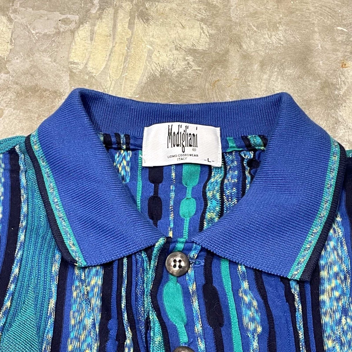 画像10: ALL OVER 3D STRIPE PATTERN S/S POLO SHIRT / Mens L (10)