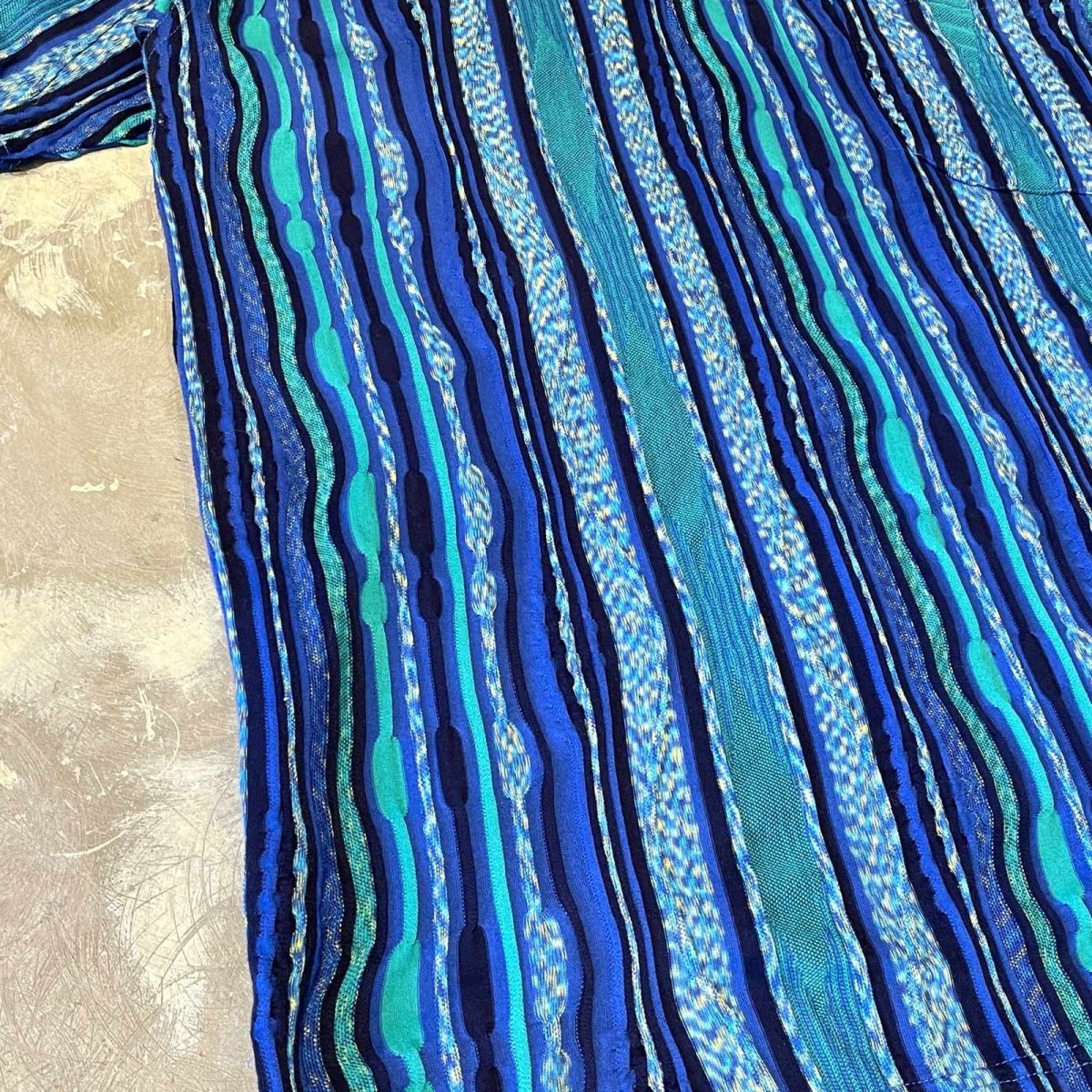 画像5: ALL OVER 3D STRIPE PATTERN S/S POLO SHIRT / Mens L (5)