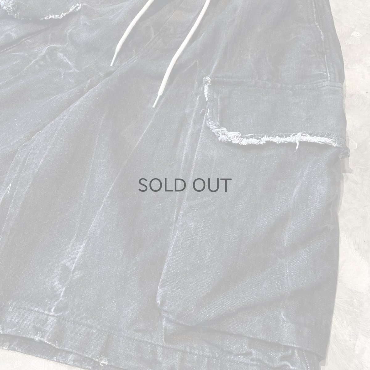 画像6: 【WONDERGROUND】BIG CARGO POCKET WIDE DENIM SHORTS / BLACK / OS (6)