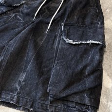 画像6: 【WONDERGROUND】BIG CARGO POCKET WIDE DENIM DARGO PANTS / BLACK / OS (6)