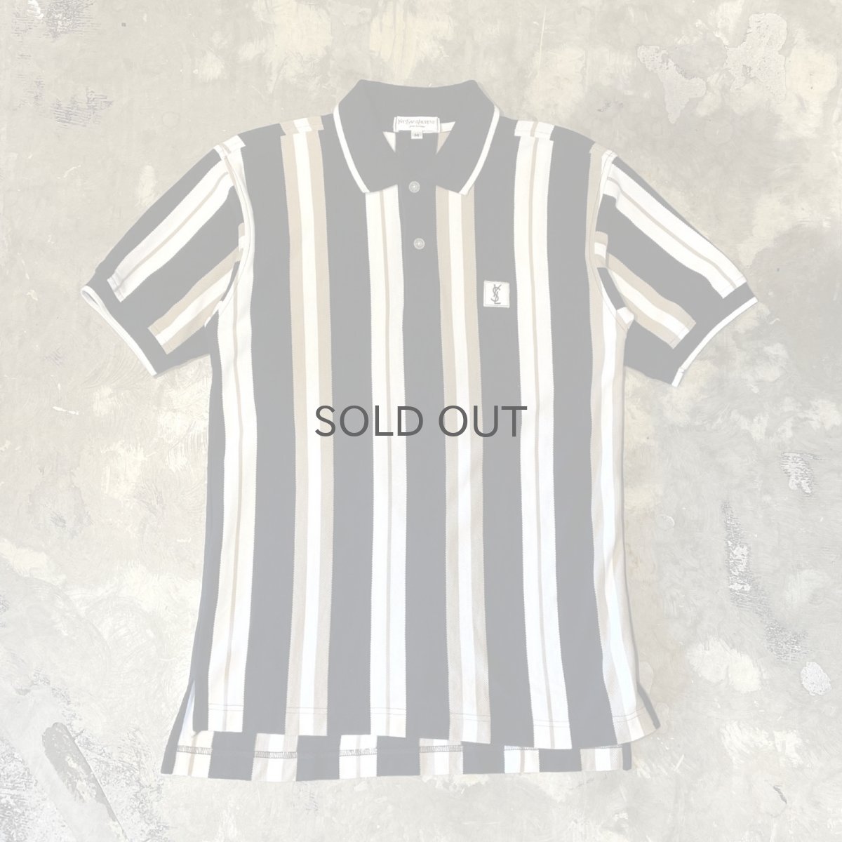 画像1: 【YVES SAINT LAURENT】LOGO PATCHED STRIPE PATTERN S/S POLO SHIRT / Mens M (1)