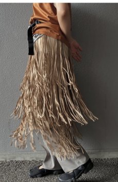 画像12: FAUX SUEDE TIERED DESIGN FRINGE SKIRT / W26 (12)