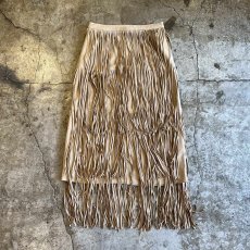 画像1: FAUX SUEDE TIERED DESIGN FRINGE SKIRT / W26 (1)