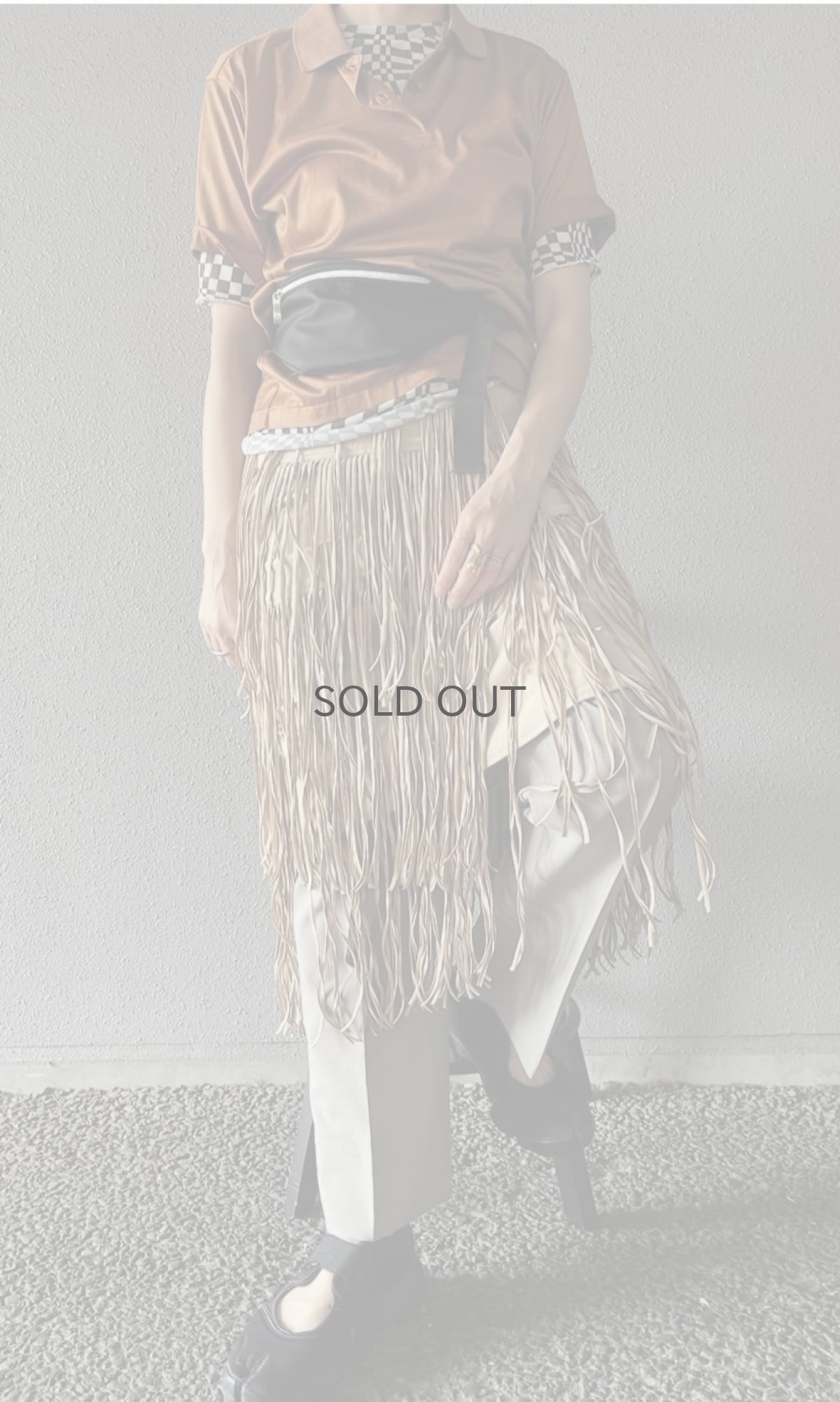 画像11: FAUX SUEDE TIERED DESIGN FRINGE SKIRT / W26 (11)