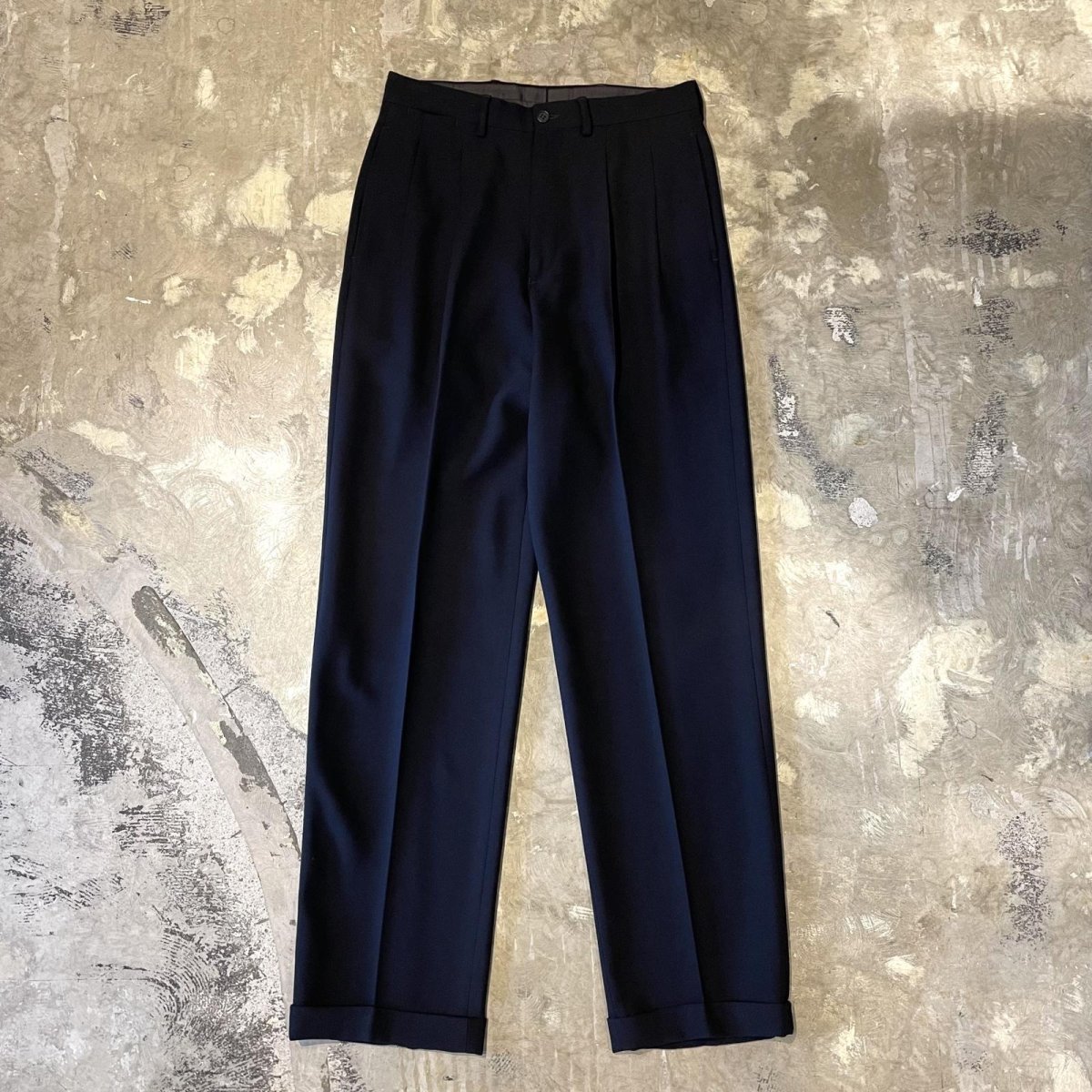 画像1: 【EMPORIO ARMANI】DARK NAVY COLOR STRAIGHT SLACKS / W28 / MADE IN ITARY (1)