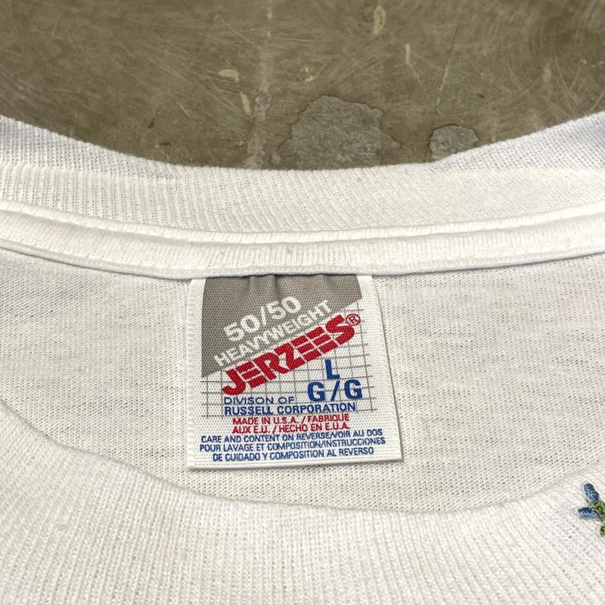 画像11: POINT FLORAL EMBROIDERY S/S TEE / Mens L / MADE IN USA (11)