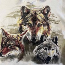画像10: BOTH SIDES WOLF PRINTED DESIGN N/S SWEAT TOPS / Ladies L (10)