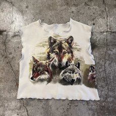 画像1: BOTH SIDES WOLF PRINTED DESIGN N/S SWEAT TOPS / Ladies L (1)