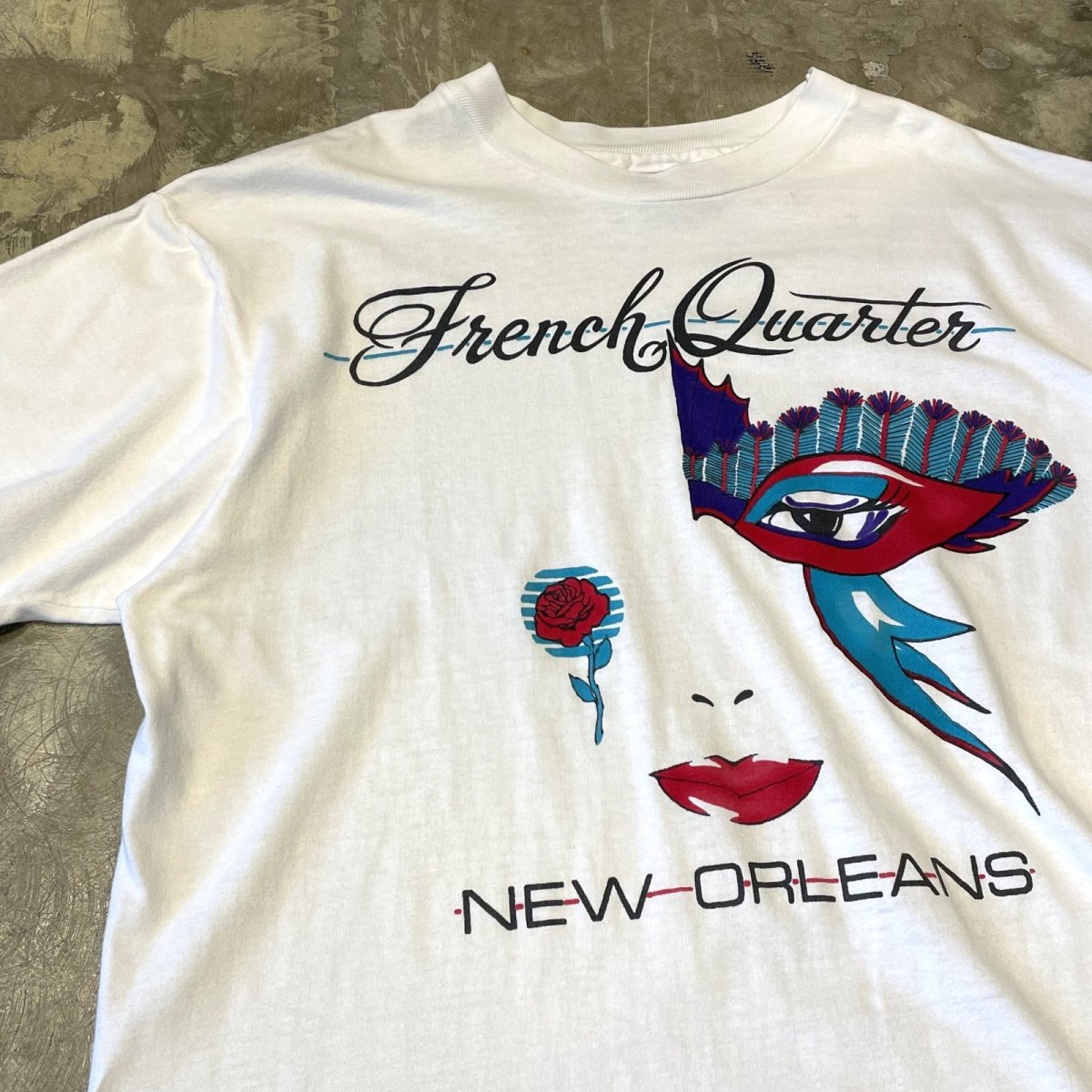 画像3: 80's MASK ART PRINTED S/S TEE / Mens XL / MADE IN USA (3)