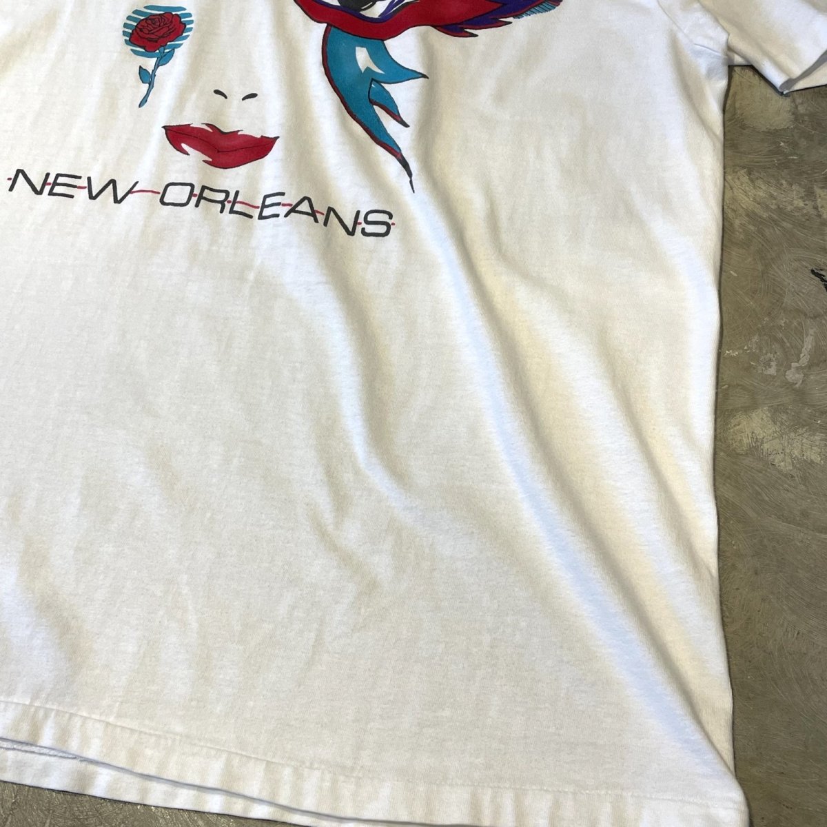 画像6: 80's MASK ART PRINTED S/S TEE / Mens XL / MADE IN USA (6)