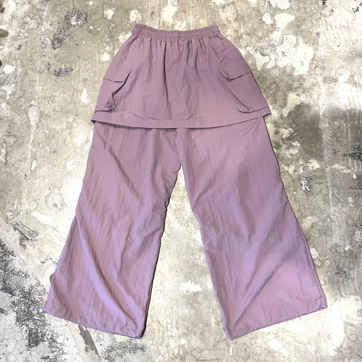 画像2: 【WONDERGROUND】LAYERED COLOR APRON PANTS / PURPLE / OS (2)