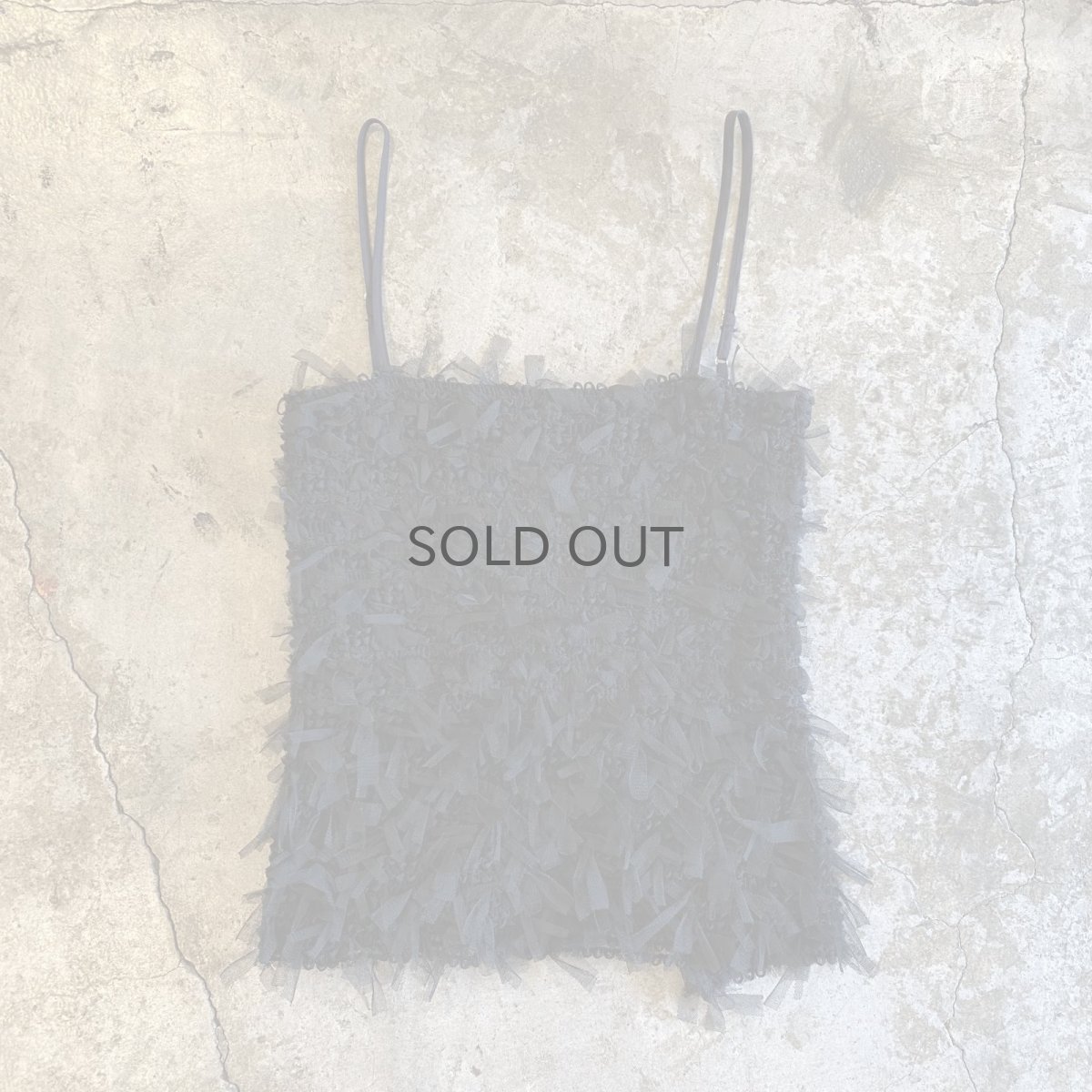 画像2: BLACK COLOR TULLE DESIGN FRINGE 2WAY CAMISOLE / FREE (2)