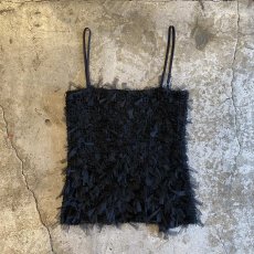 画像2: BLACK COLOR TULLE DESIGN FRINGE 2WAY CAMISOLE / FREE (2)