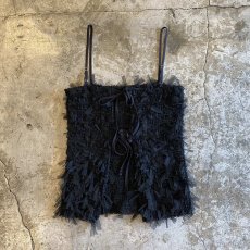 画像1: BLACK COLOR TULLE DESIGN FRINGE 2WAY CAMISOLE / FREE (1)