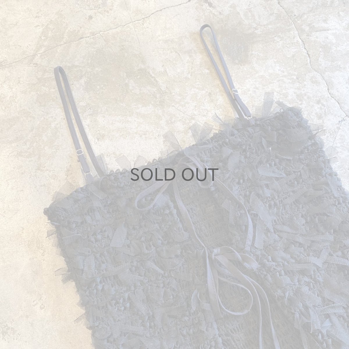 画像3: BLACK COLOR TULLE DESIGN FRINGE 2WAY CAMISOLE / FREE (3)