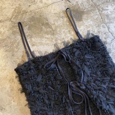 画像3: BLACK COLOR TULLE DESIGN FRINGE 2WAY CAMISOLE / FREE (3)