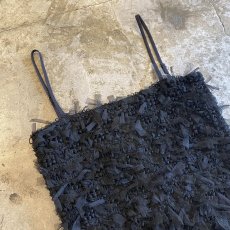 画像8: BLACK COLOR TULLE DESIGN FRINGE 2WAY CAMISOLE / FREE (8)