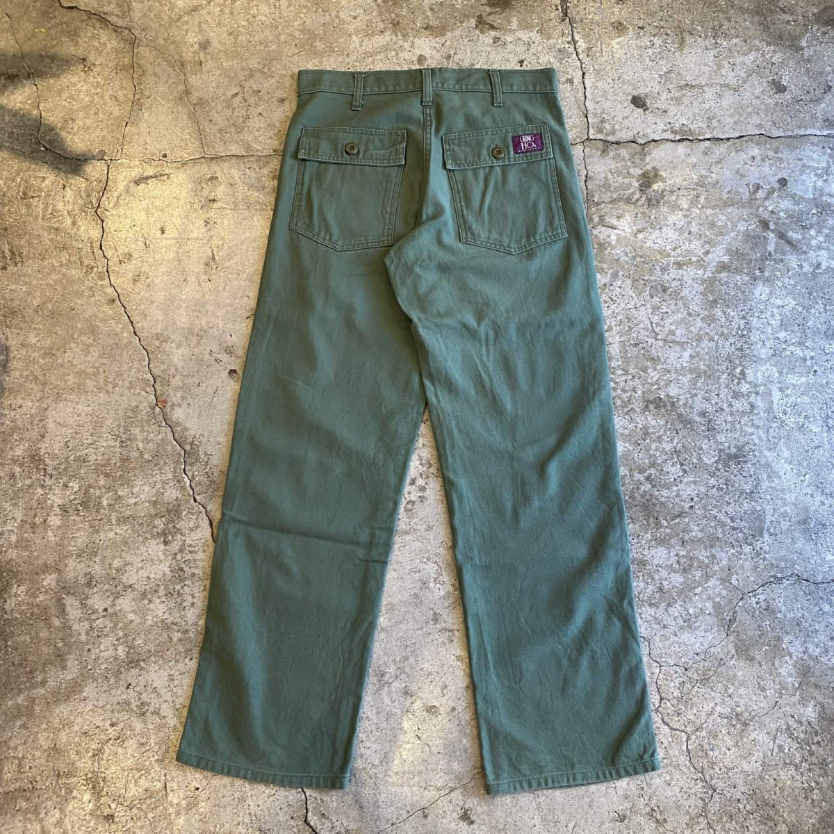 画像2: MILITARY KHAKI COLOR DESIGN BAKER PANTS / W31 / MADE IN USA (2)