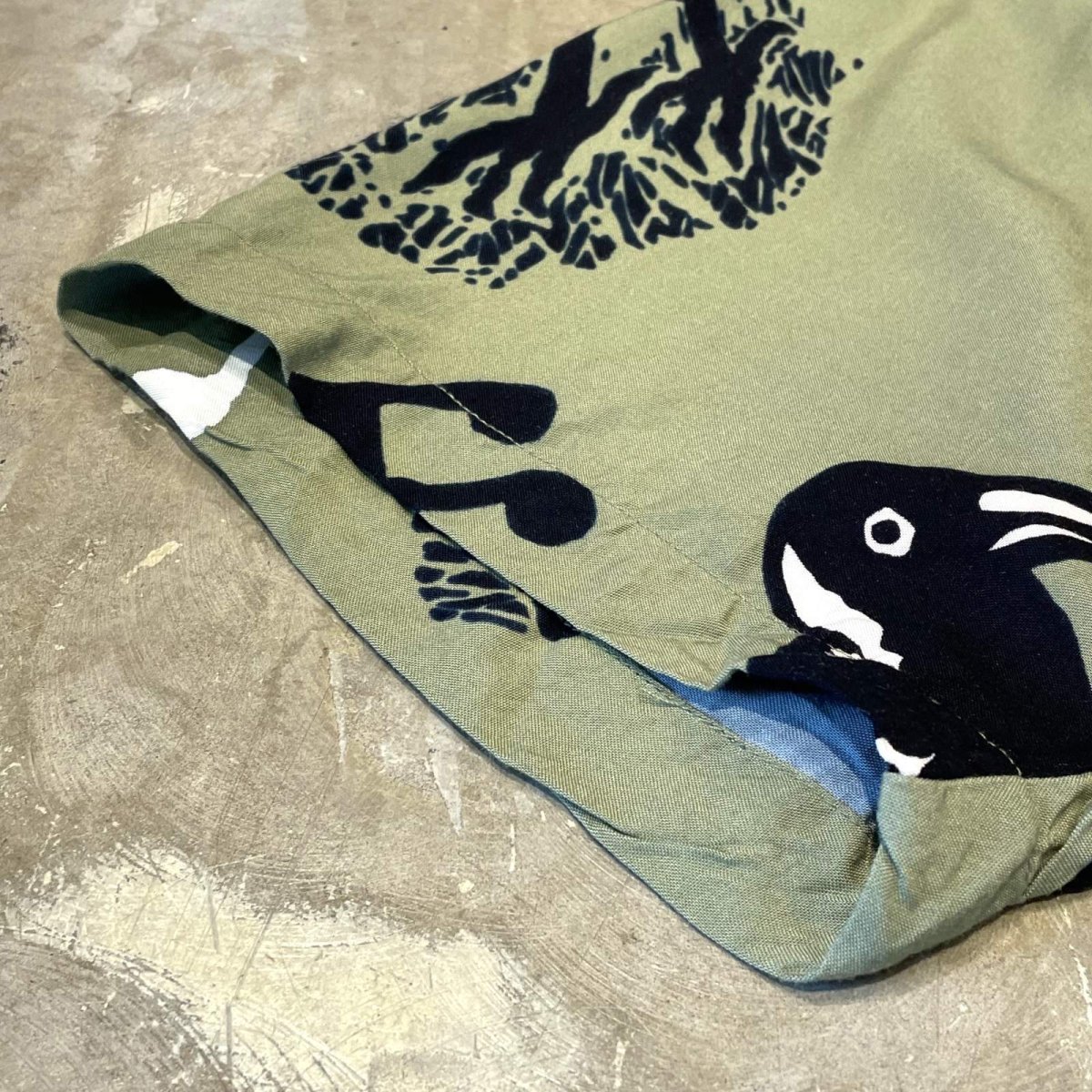 画像7: BIRDS GRAPHIC PATTERN OPEN COLLAR S/S SHIRT / Mens L(XL) (7)