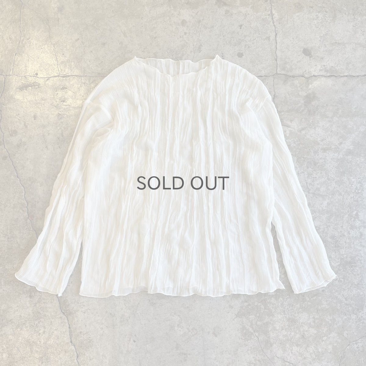 画像1: IVORY COLOR GATHER PATTERN SHEER L/S TOPS / Ladies M (1)