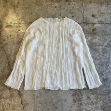 画像1: IVORY COLOR GATHER PATTERN SHEER L/S TOPS / Ladies M (1)