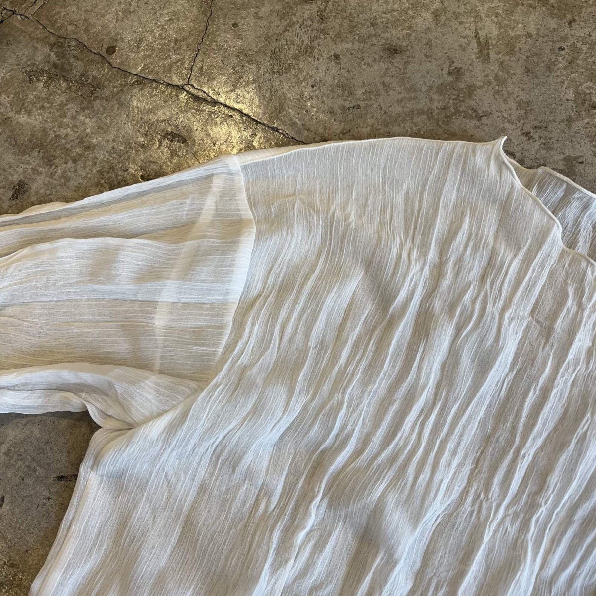 画像9: IVORY COLOR GATHER PATTERN SHEER L/S TOPS / Ladies M (9)