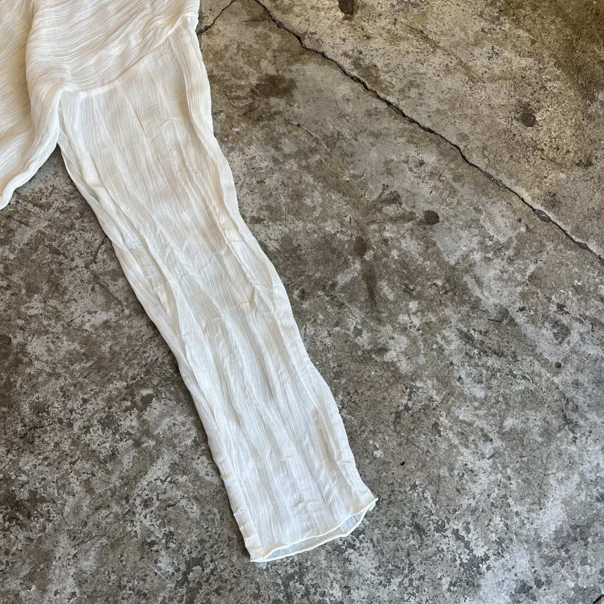 画像7: IVORY COLOR GATHER PATTERN SHEER L/S TOPS / Ladies M (7)